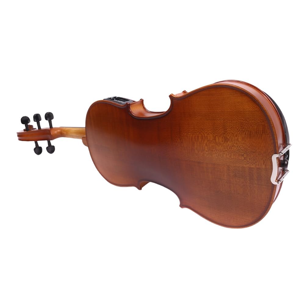 Vetimobato 16 Inch 5-String Electric Viola - FCGDA Tuning Electric Acoustic Viola for Students, Adults, Professional - Handmade Maple & Spruce Body with Ebony Fittings, Case, Bow (Black)