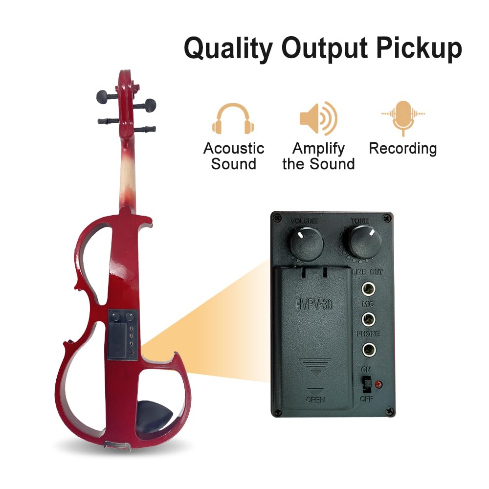 Vetimobato 16 Inch Silent Electric Viola Set- Solidwood Body with Ebony Fittings Metallic Coating Full Viola Set for Beginner Practice Professional Performance and Studio Recording (Blue, 4 String)