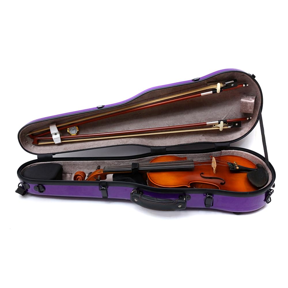 Vetimobato Dazzling Hard Shell Violin Case 4/4 Full Size Strong Light Flight Carbon Fiber Violin Box with Straps Travel Violin Case (Multicolored)