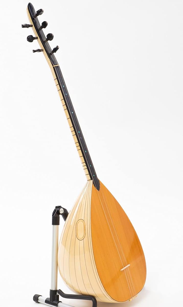 Turkish Short Neck Baglama Saz made of Maple Wood, Cedar Top, With Soft case, free Extra strings & Picks Mizrab
