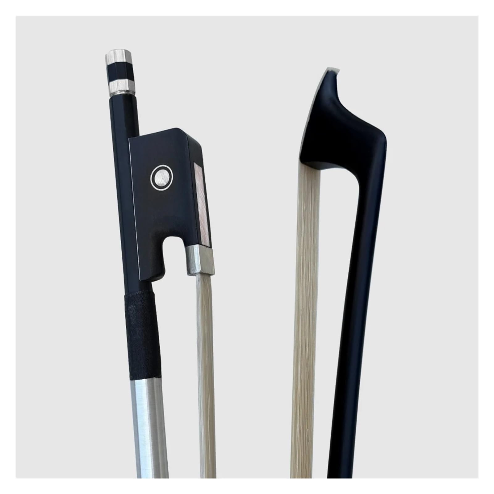 1PCS Advanced Strong Black Carbon Fiber Cello Bow White Horse Hair Fit 4/4 3/4 1/2 1/4 Cello Electric Cello Parts Accessories(1-2Cello Bow)