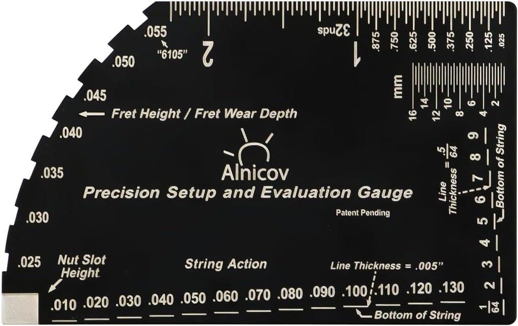 8-in-1 Guitar String Action Gauge Fret Rocker Ruler Luthier Tool for Electric Bass Guitar
