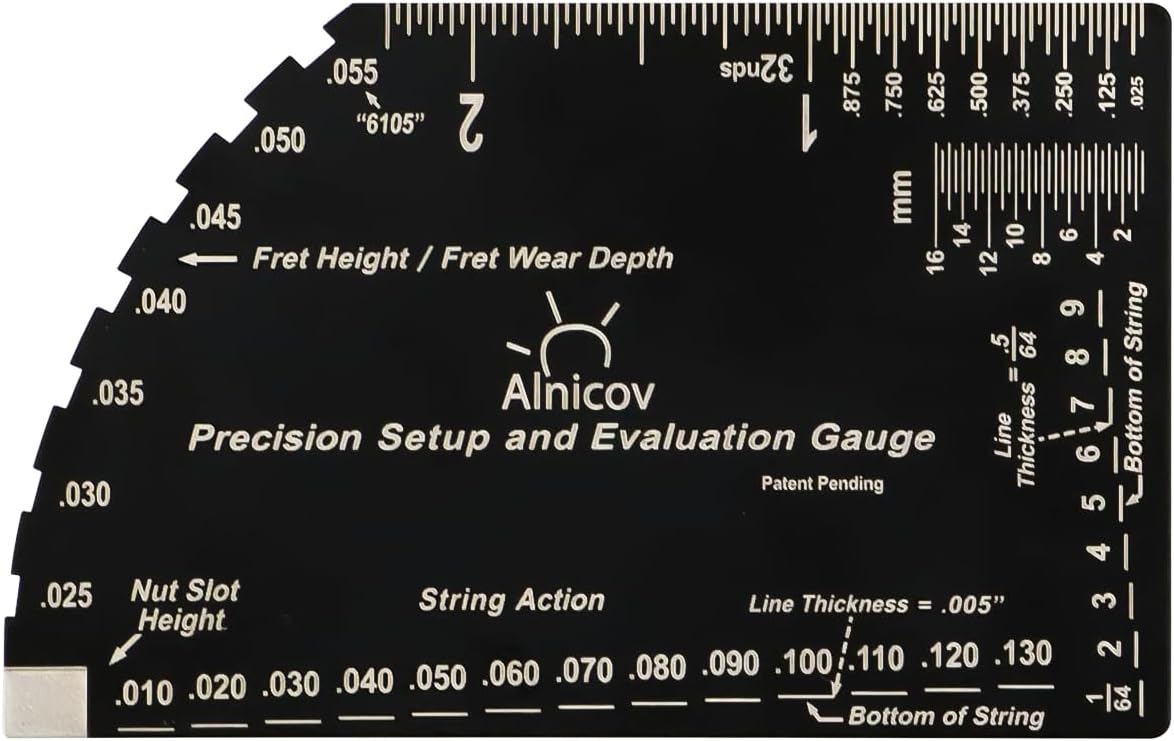 8-in-1 Guitar String Action Gauge Fret Rocker Ruler Luthier Tool for Electric Bass Guitar