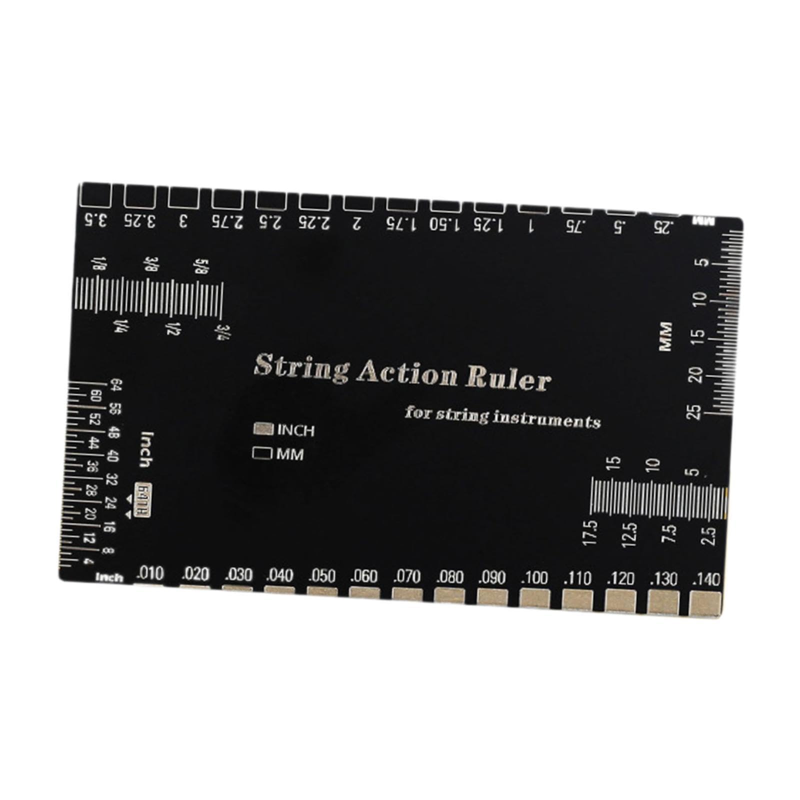 String Action Ruler Guitar Setup Gauge Tool Easy to Read Markings Compact Repairing Luthier Tool for Acoustic Guitar Mandolin, Silver