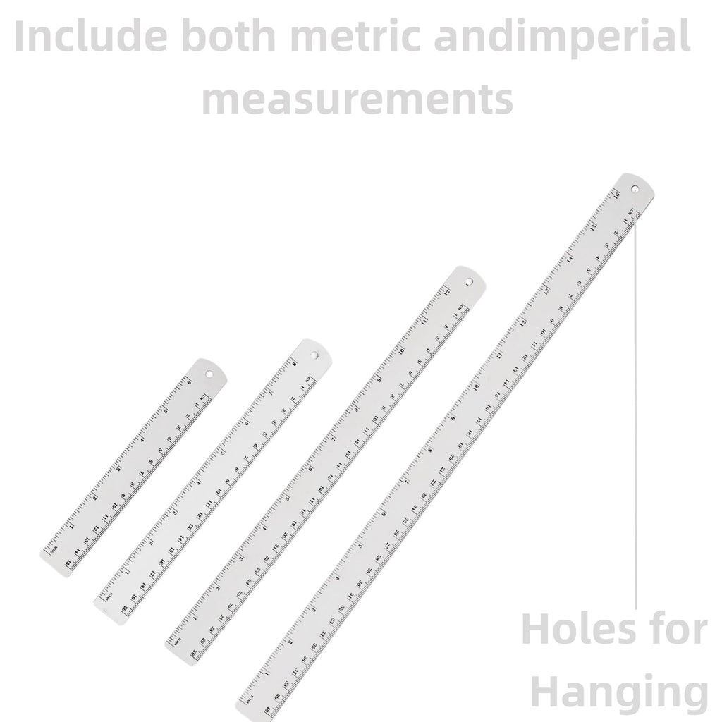 Lakei Stainless Steel Ruler 2-Pack, 6", 12", (15cm,30cm) Dual Scale Ruler | Stainless Steel Ruler Set, Metric Precision Measuring Drawing Ruler, for Drawing, Home, Office and Engineering Use