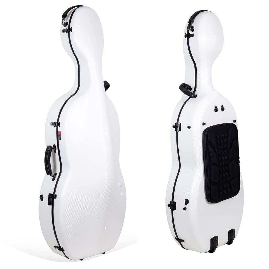 Crossrock Fiberglass 4/4 Cello Case with Wheels for Full Size Cello | Bright Yellow Finish, Velvet Interior, Waterproof Latches, Backpack Straps – Hardshell Protection- (CRF1020CEFYL)