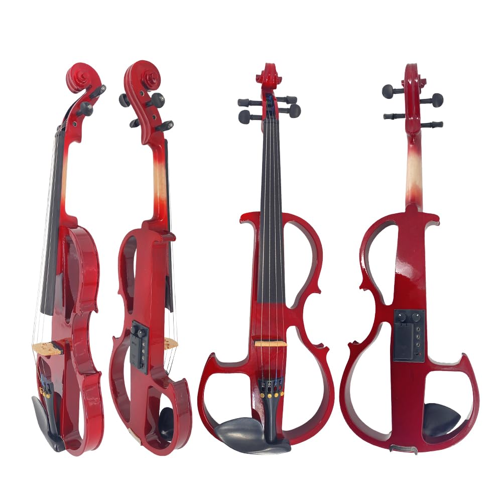 4 String Electric Viola Full 4/4 Size, Silent Practice Viola, Solid Wood Metallic Electric Violas with Ebony Fittings, Beginner Kit for Adults Teens (black)