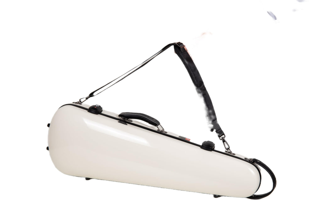 Crossrock Fiberglass Double Violin Case fits Two 4/4 Full-Size Violins- Includes TSA lock, Protective Blanket, Hygrometer, Removable Shoulder Straps- Milky White (CRF2020DVMW)