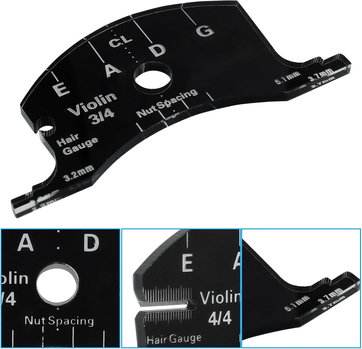 Piutouyar Black 4/4 Violin Bridges Fingerboard Repair Reference Tool | Violins Making Template Tool, Violins Replacement Part