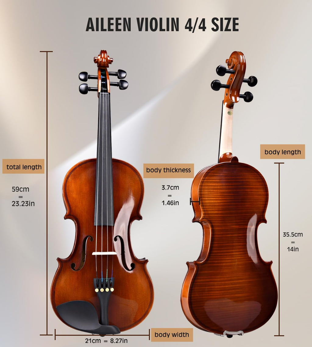 Aileen 4/4 Violin Set for Beginners, Full Size Fiddle Kit for Adults Starters and Children Teenager Students