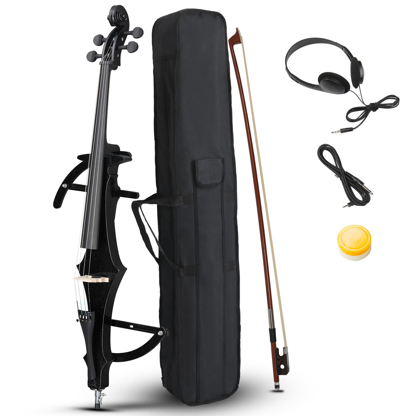 Ktaxon Foldable Electric Cello 4/4 Full Size Silent Cello with Portable Bag, Stereo Headphones, Premium Cable & Rosin, Professional Bow and Bridge for Adult Beginner(Foldable Z Style)