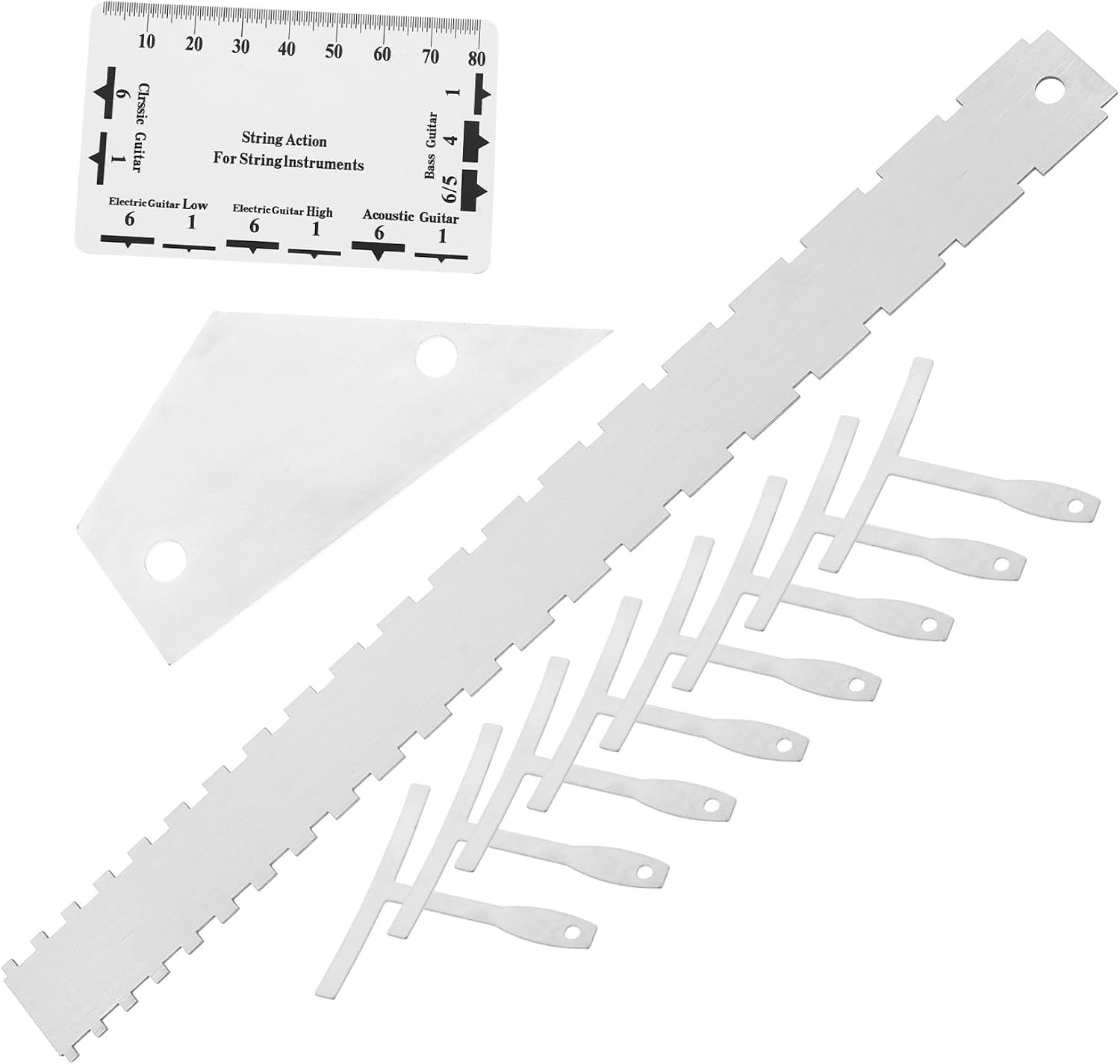 Hemoton 12pcs Guitar Tools Set Radius Gauge Action Ruler Fret Rocker for Guitar Maintenance Adjustment