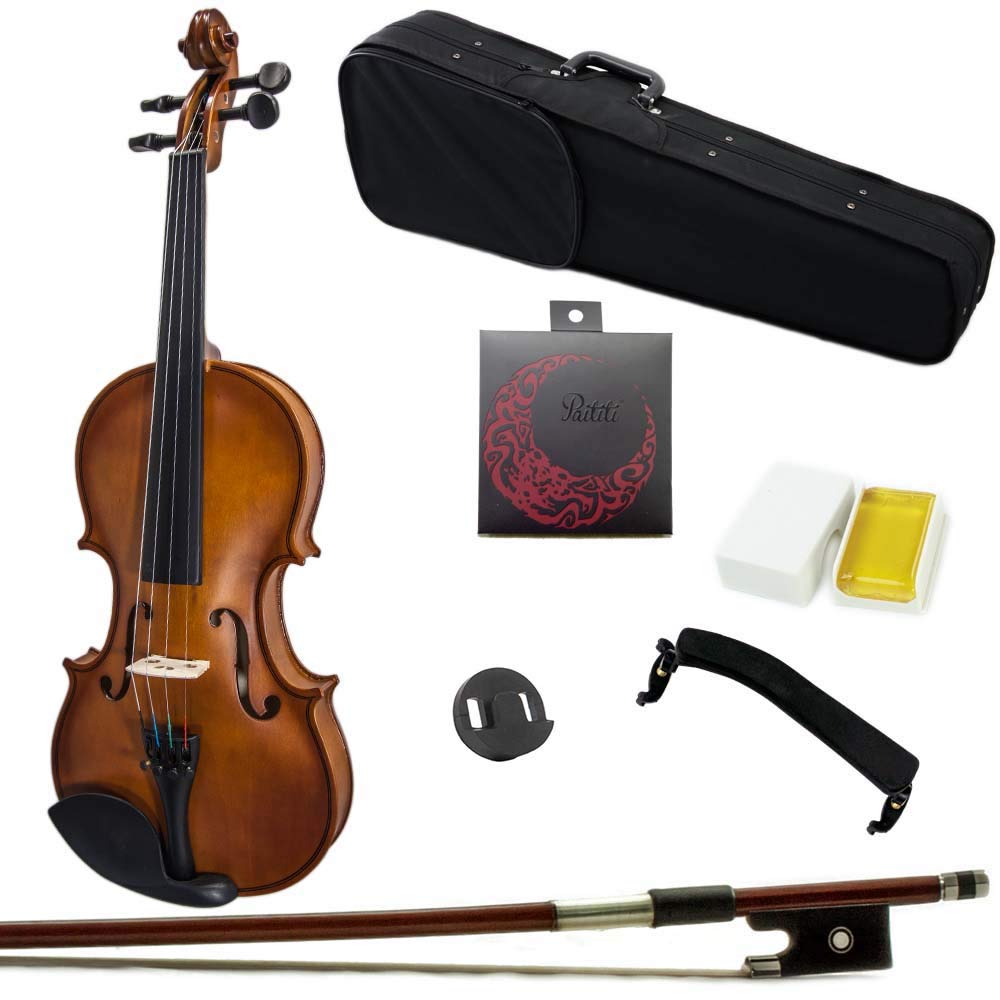 Paititi 1/10 Size Artist-100 Student Violin Starter Kit with Brazilwood Bow Lightweight Case, Extra Strings and Rosin
