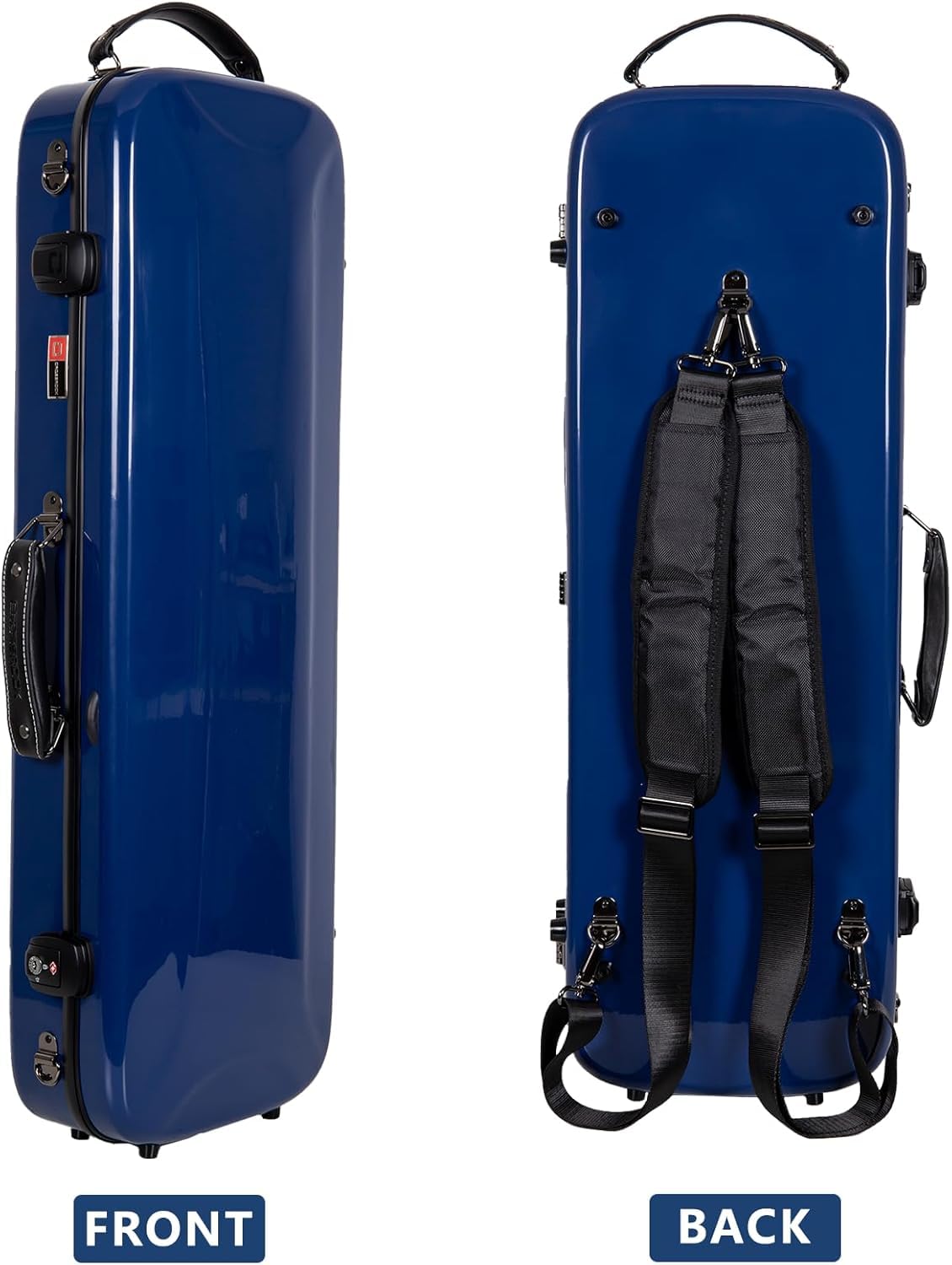 Crossrock Fiberglass Double Violin Case fits Two 4/4 Full-Size Violins- Includes TSA lock, Protective Blanket, Hygrometer, Removable Shoulder Straps- Milky White (CRF2020DVMW)
