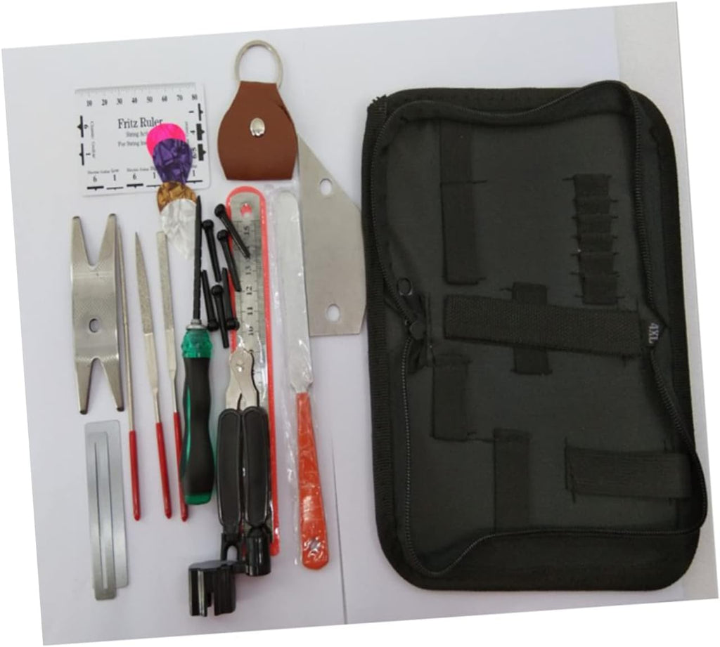 Toyvian 24pcs Guitar Repair Tool Kit String Cutter Fret File Action Ruler Fingaorad Guard for Electric Classical Guitars Maintenance Setup Accessories