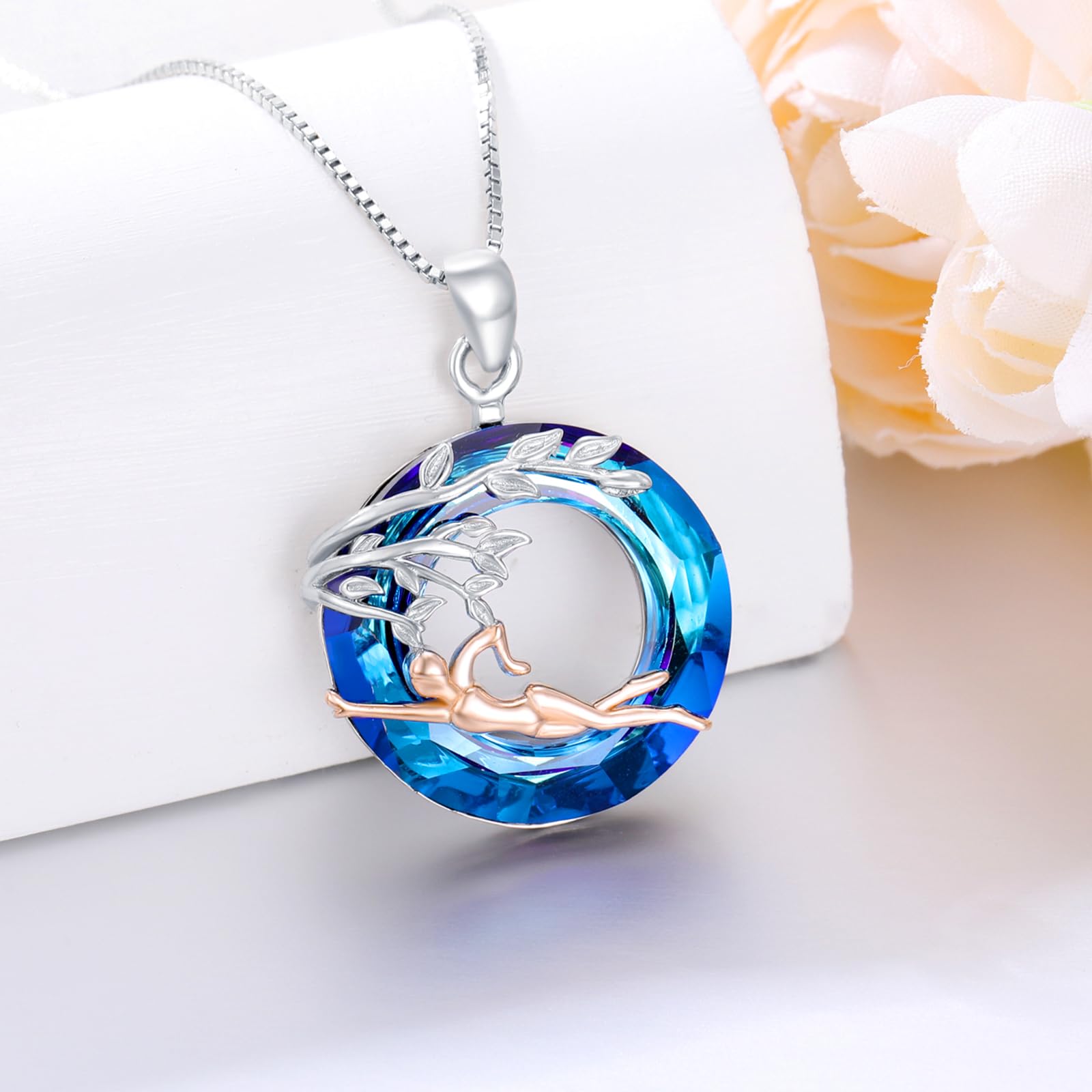 Sport/Music Necklace for Women 925 Sterling Silver Crystal Pendant Tree of Life Jewelry Gifts for Sport Players