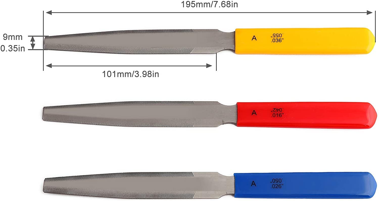 BAIYUXING,Electric Guitar files 3pcs,Acoustic Guitar file 3pcs,Bass Guitar flies 3pcs,Tapered Nut Files Double Edge Nut Slotting Files,Fret Crowning Files, Luthier tools(Electric Guitar files)