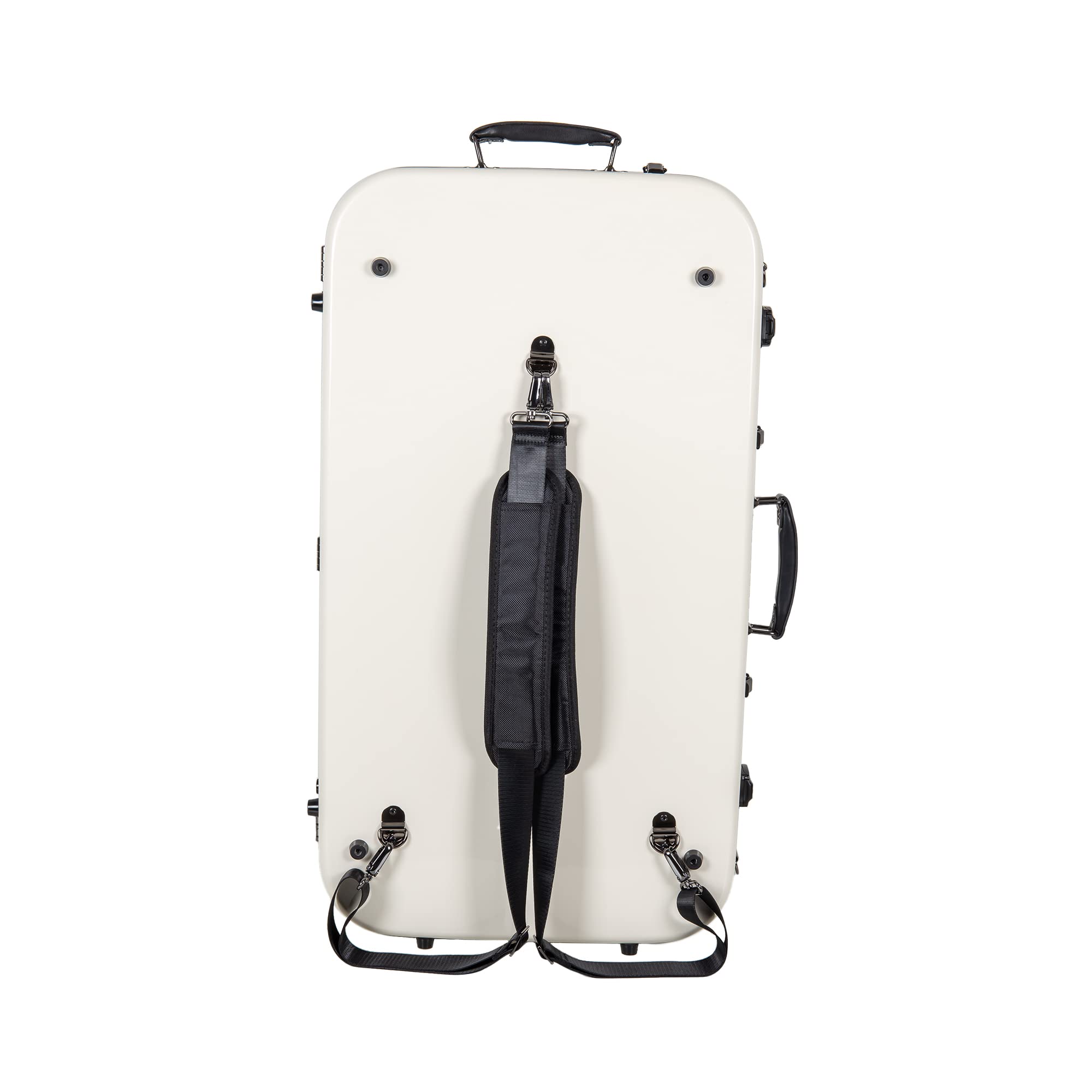 Crossrock Fiberglass Double Case for Mandolin & 4/4 Violin – Fits A & F-Style | Black Gloss Finish, TSA Lock, Backpack Straps, Accessory Storage – Pro Tour Series