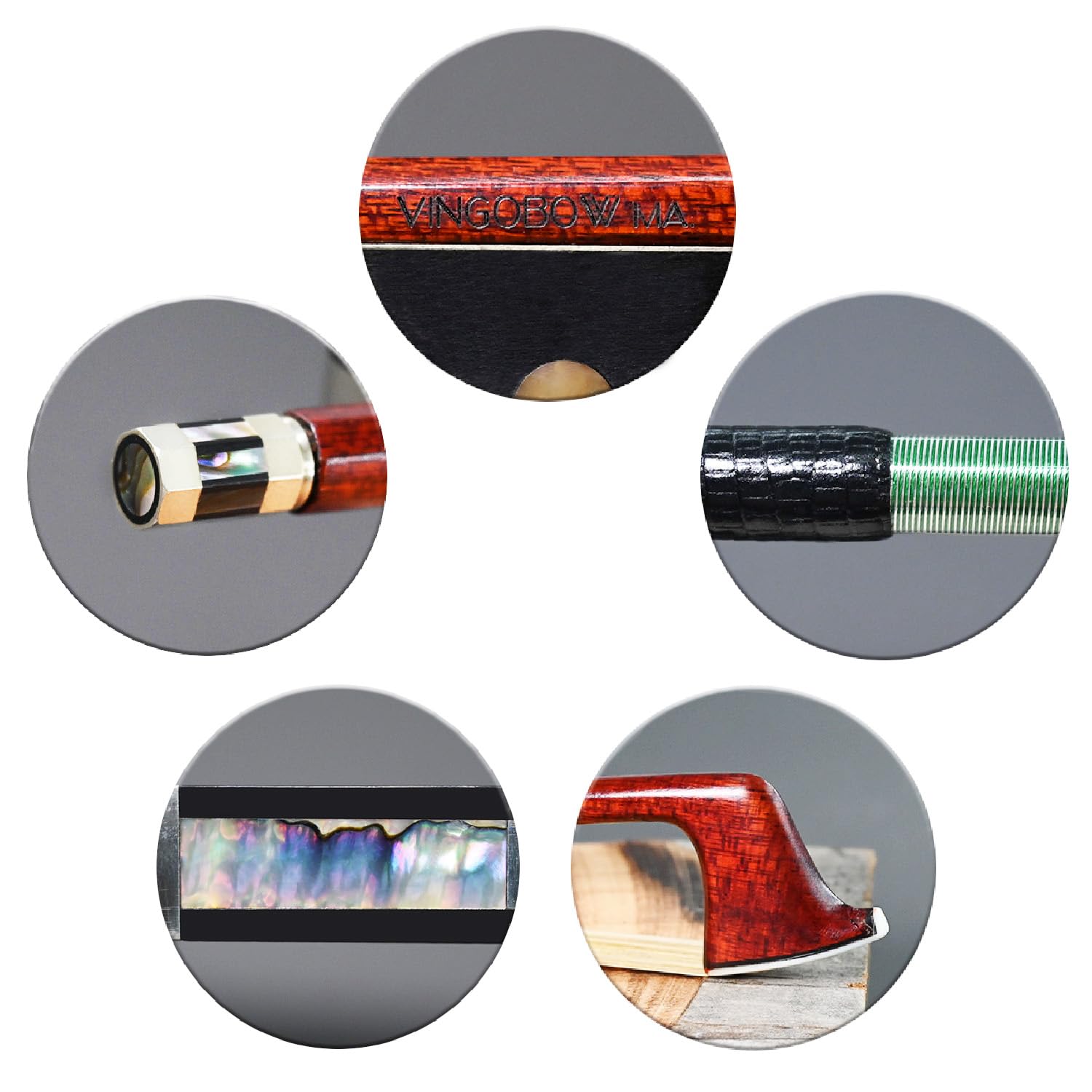 Carbon Fiber Core Hybrid Peranmbuco Skin Violin Bow 4/4 Size VINGOBOW 127V Master Level Fleur-de-lys Snakewood Frog 4 4 Full Straight Premium Natural Horse Hair for Porfessional Player …