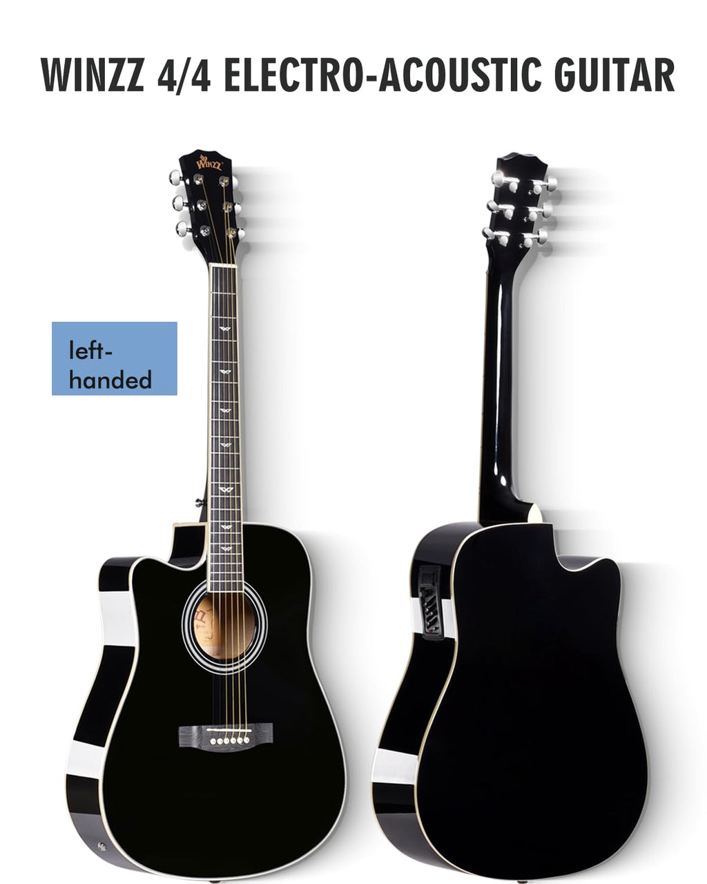 Winzz 4/4 Electro Acoustic Guitar, Left-Handed Western Guitar Set, Adult Beginners, Acoustic Guitar 41 Inch with 4-Band Equaliser (Dreadnought,Glossy Sunburst)