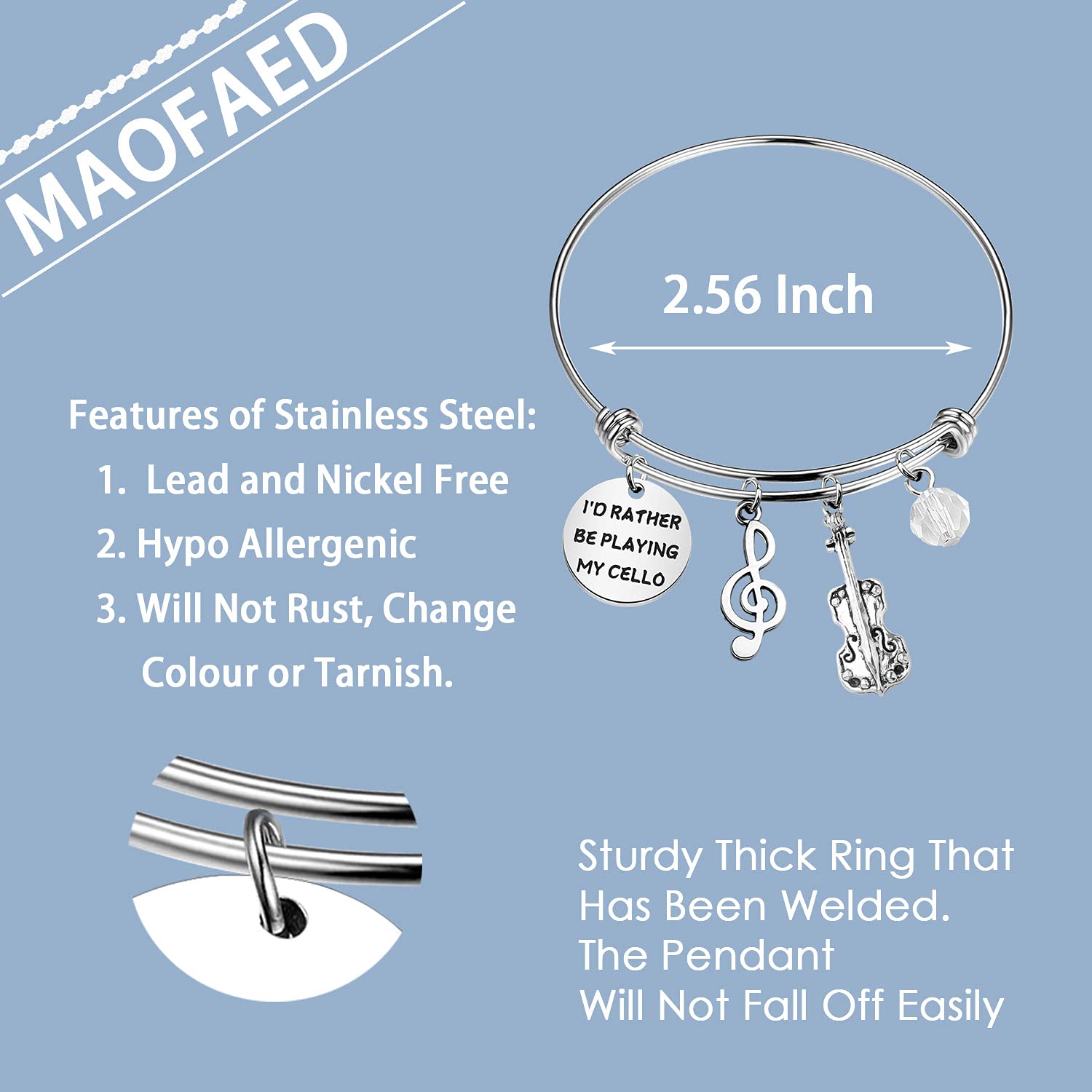 MAOFAED Cellist Bracelet - Cello Player Gift for Her