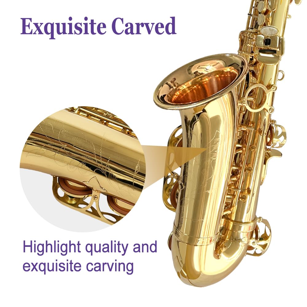 Alto Saxophone E Flat for Adults Student Sax Eb Alto Full Kit With Carrying Sax Case Mouthpiece Straps Reeds Saxophone Beginner Kit