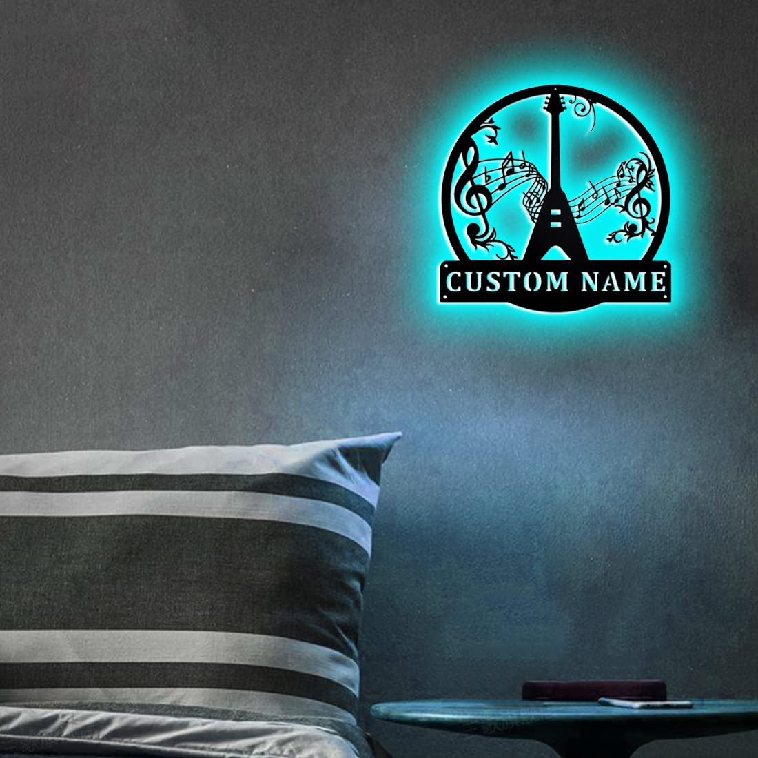 Personalzied Guitarist Name Wall Sign LED Lights Custom Cello Wall Art Music Neon Sign Electric Guitar Night Light Rock DJ LED Lamp Music Studio Plaque Musical Shed Name Plaque for Teacher