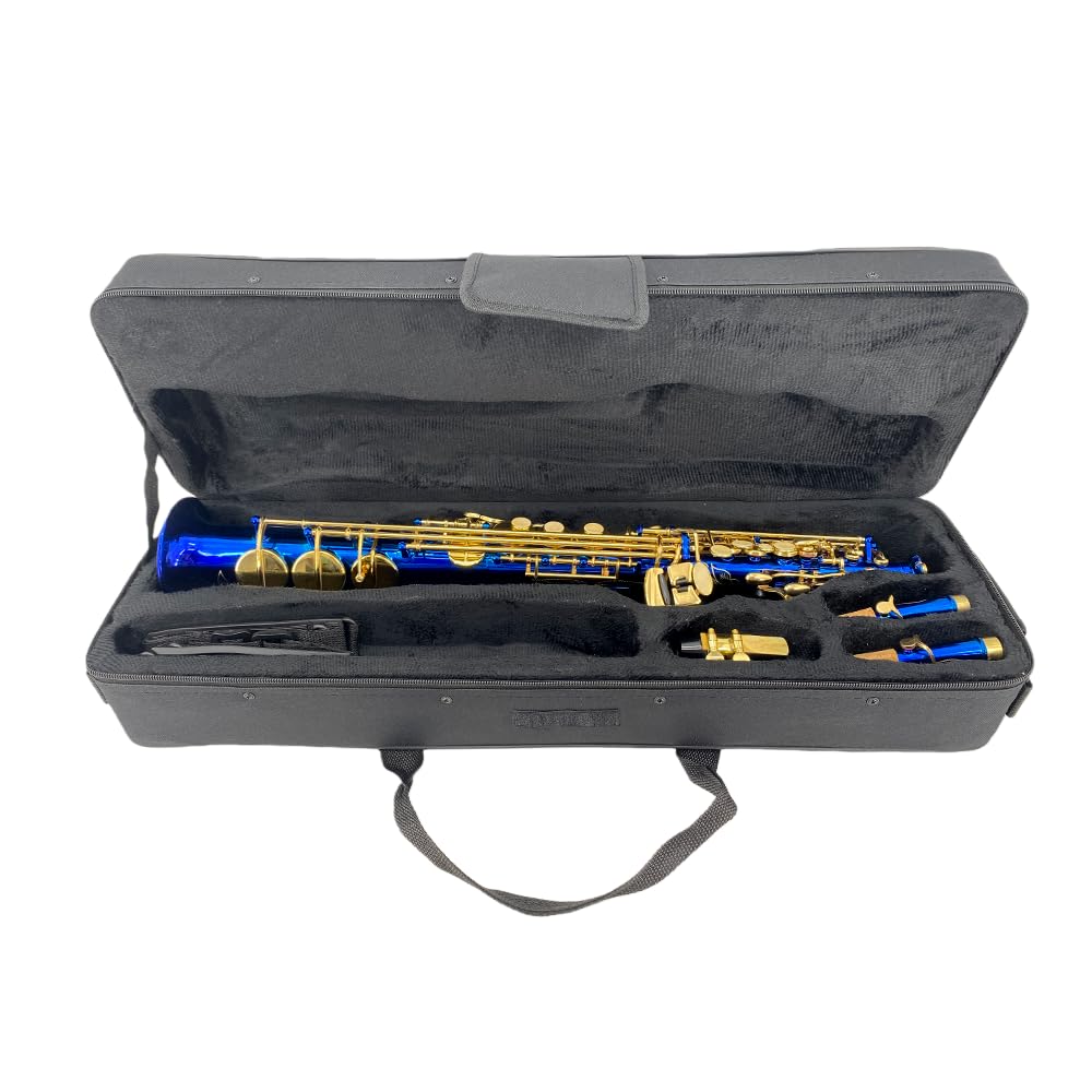 Bb Soprano Saxophone Straight Gold Sax Instruments for Beginners Students with Mouthpiece Carrying Case Straps 10Reed (gold)
