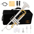 Glory Bb Trumpet - Trumpets for Beginner or Advanced Student with Case, pair of gloves-Gold