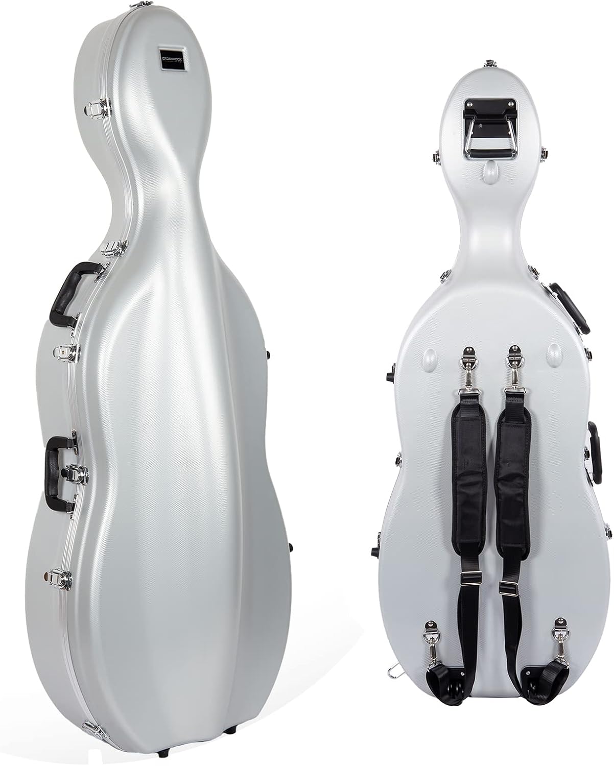 Crossrock Commuter ABS Cello Case for 4/4 & 3/4 | Matte Blue Diamond Shell, Wheels & Backpack Straps – Lightweight Case for Daily Rehearsal & Travel