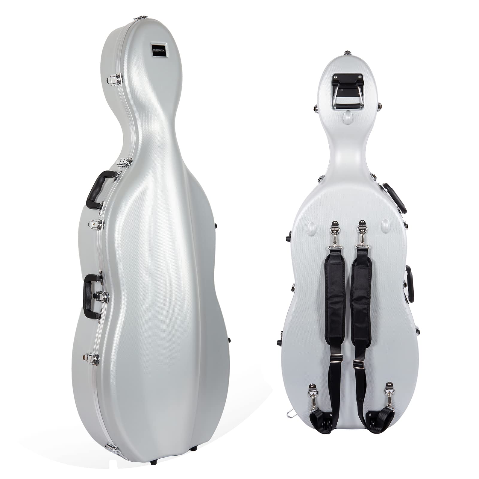 Crossrock Professional 3K Twill Carbon Fiber Cello Case | Fits 4/4 Full-Size Cello | 7lb Ultra-Light Travel-Ready Hardshell | Aerospace Weave Technology & Mirror Black Finish