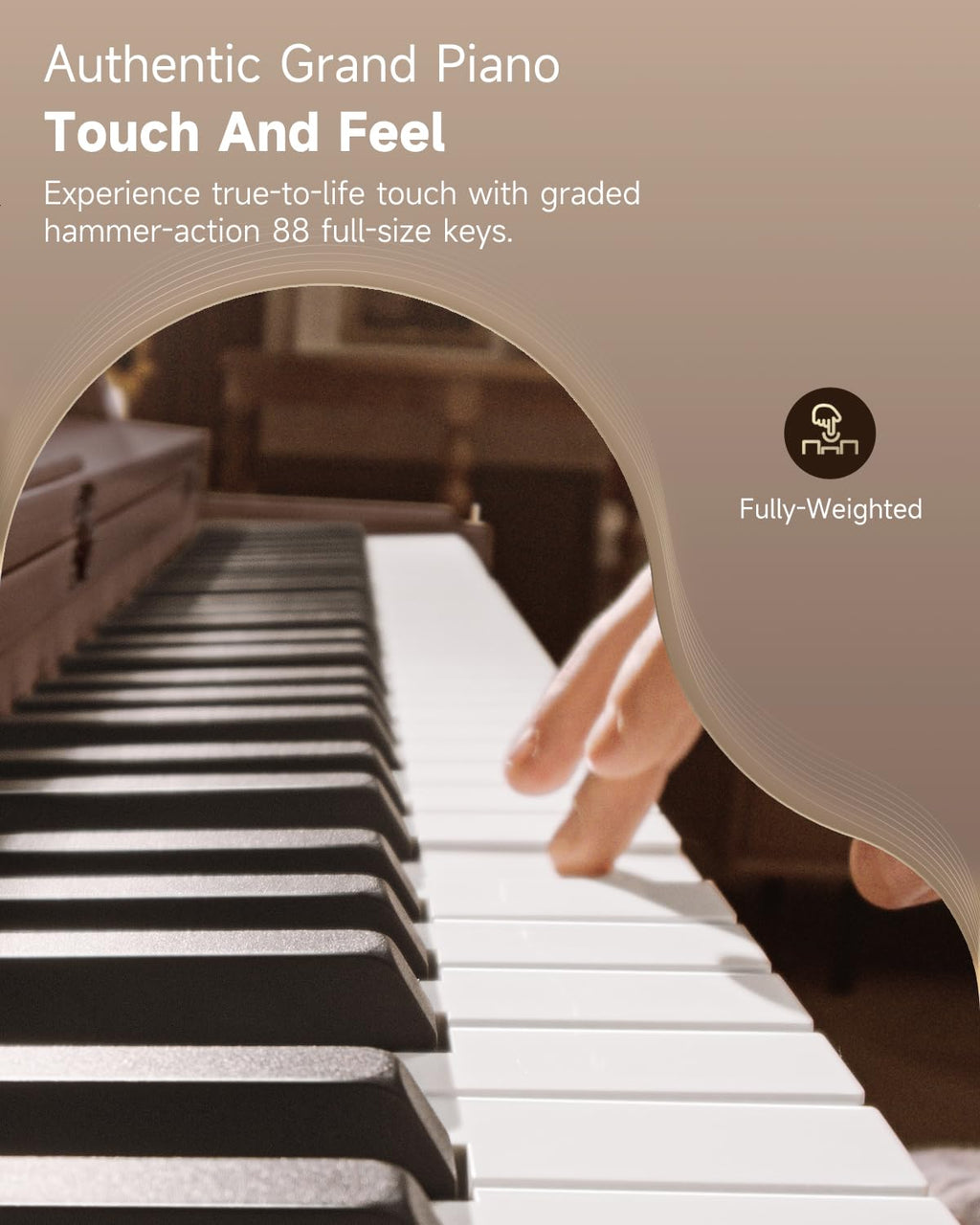 Donner OURA R300 88 Key Weighted Keyboard Piano for Advanced, Home Digital Piano with 88 Keys Graded Hammer Standard Keyborad, Bluetooth, LOCAL OFF, 2*15W, Half-pedal, 256 Polyphony, Walnut Wood Color