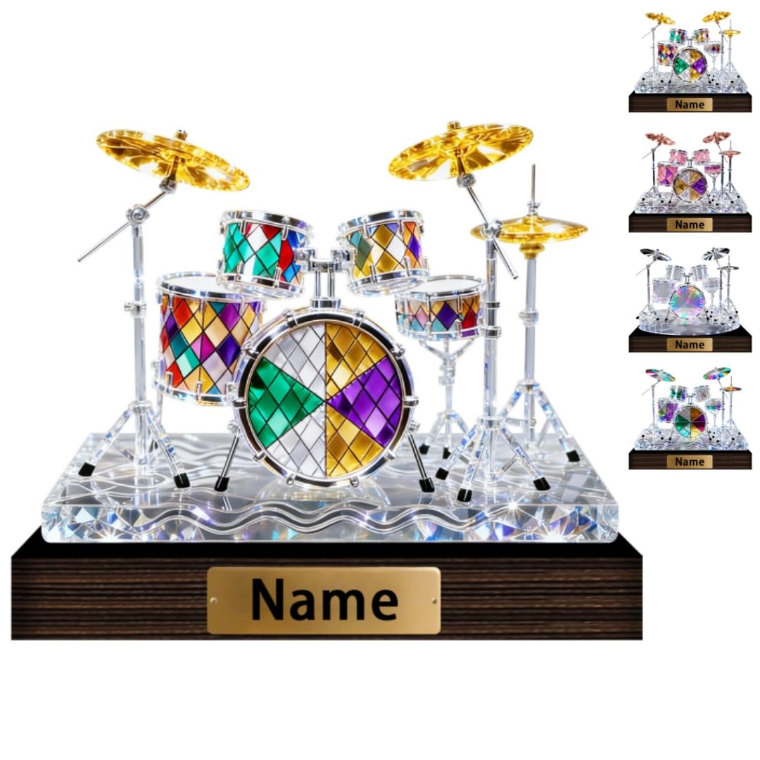 Personalized Name Violin Crystal Desktop Ornaments for Club Bedroom Office Custom Music Theme Stained Glass Acrylic Tabletop Plaque 2D Flat Electric Cello Figurine Sculpture for Violinist Cellist