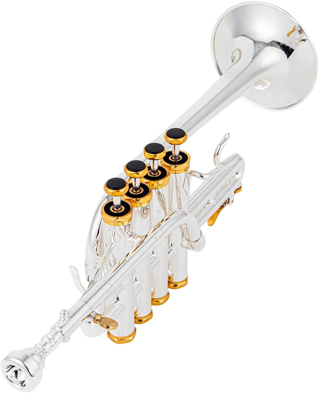 piccolo trumpet cp-901s bb/a tuning 4 valve silver plated with case silver plated piccolo trumpet for intermediate and high school musicians with stainless steel valves