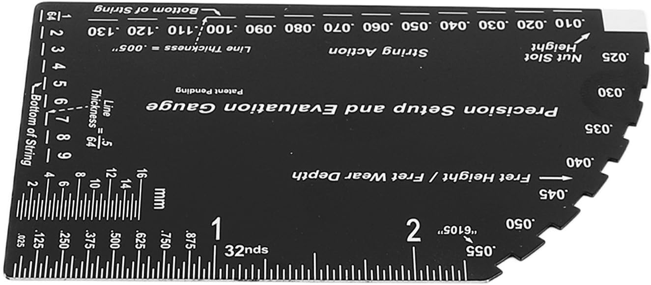 Yctze String Action Ruler - Stainless Steel Guitar Fret Ruler & String Height Gauge for Accurate Measurement of Electric, Acoustic, and Bass Guitars