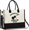 InnoBeta Cello Gifts for Women, Gifts for Cello Players, Cellist Canvas Tote Bag for Girls Mom, Grandma, Bag with Top Zipper Closure and Shoulder Strap for Birthday,Christmas