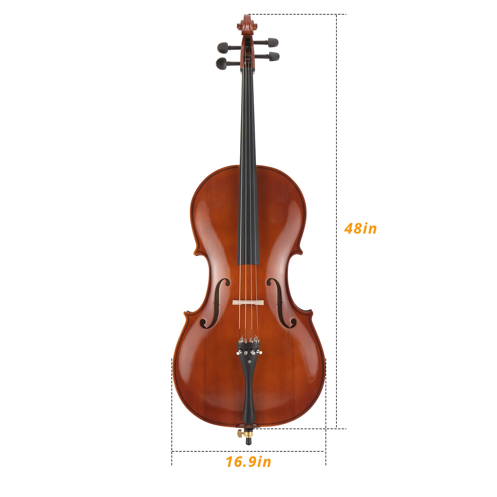 4/4 Full Size Cello Set,Professional Handmade Solid Wood Acoustic Cello with Portable Bag,Bow,Rosin,Cello Musical Instrument for Beginners & Adults (Natural)