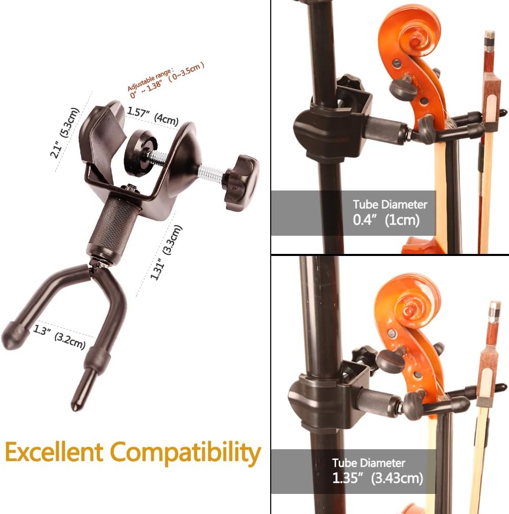 Violin Hanger, Violin & Viola Stand for Microphone or Sheet Music Stand, Violin Holder for Desktop, Viola Hook for Stage Shows or Practices at Home