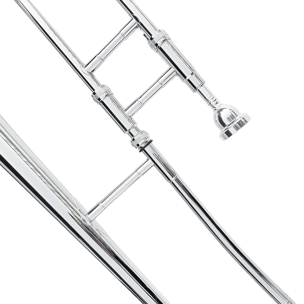 Bb Tenor Slide Trombone B Flat Gold Brass Plated Trombone for Beginners and Adults with Mouthpiece Carrying Case White Gloves Wipe Cloth (gold)