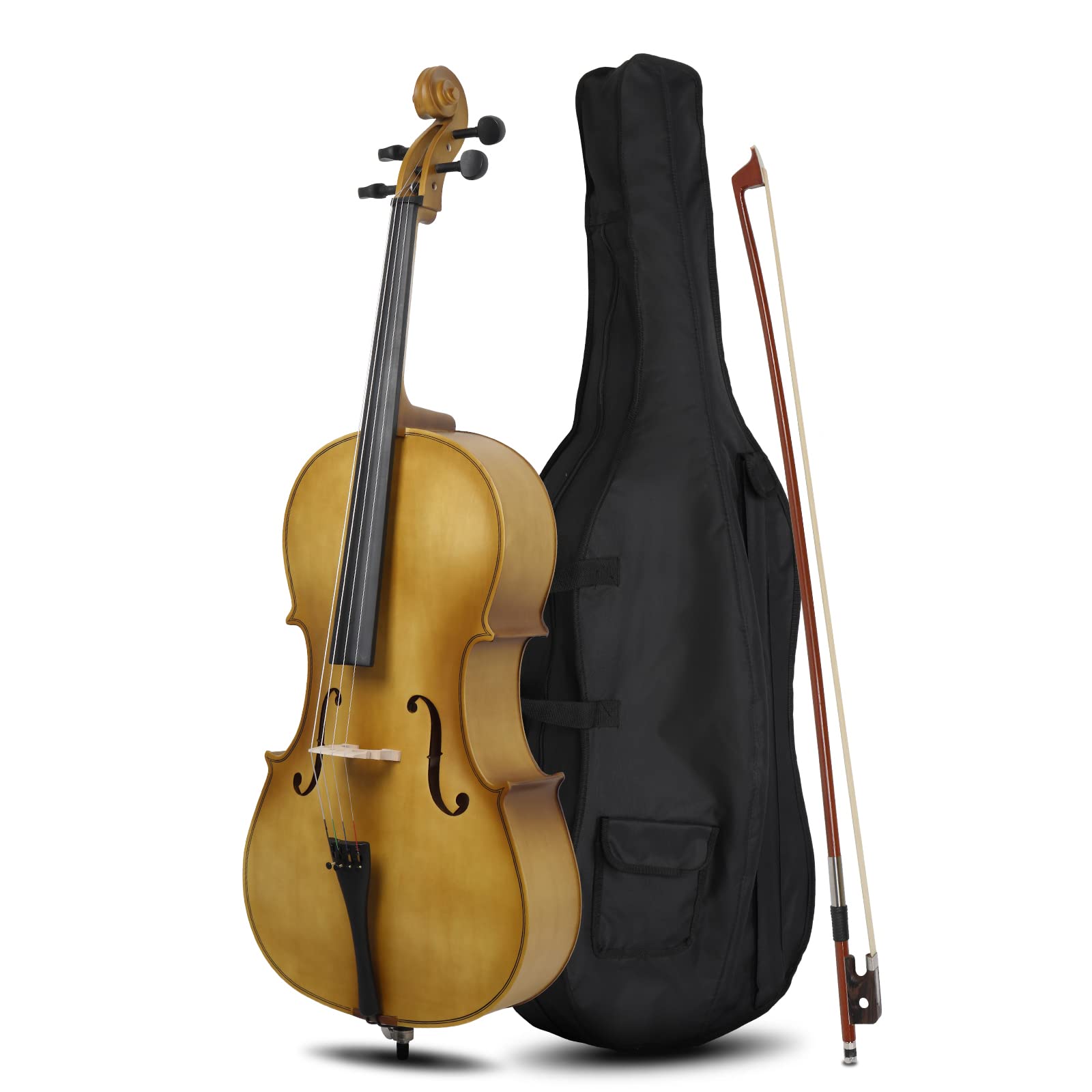 Ktaxon Full-Size Cello, Beginner Cello 4/4, Acoustic Cello Set with Portable Bag, Bow, Rosin, Bridge, Adults & Kids String Musical Instruments(White)