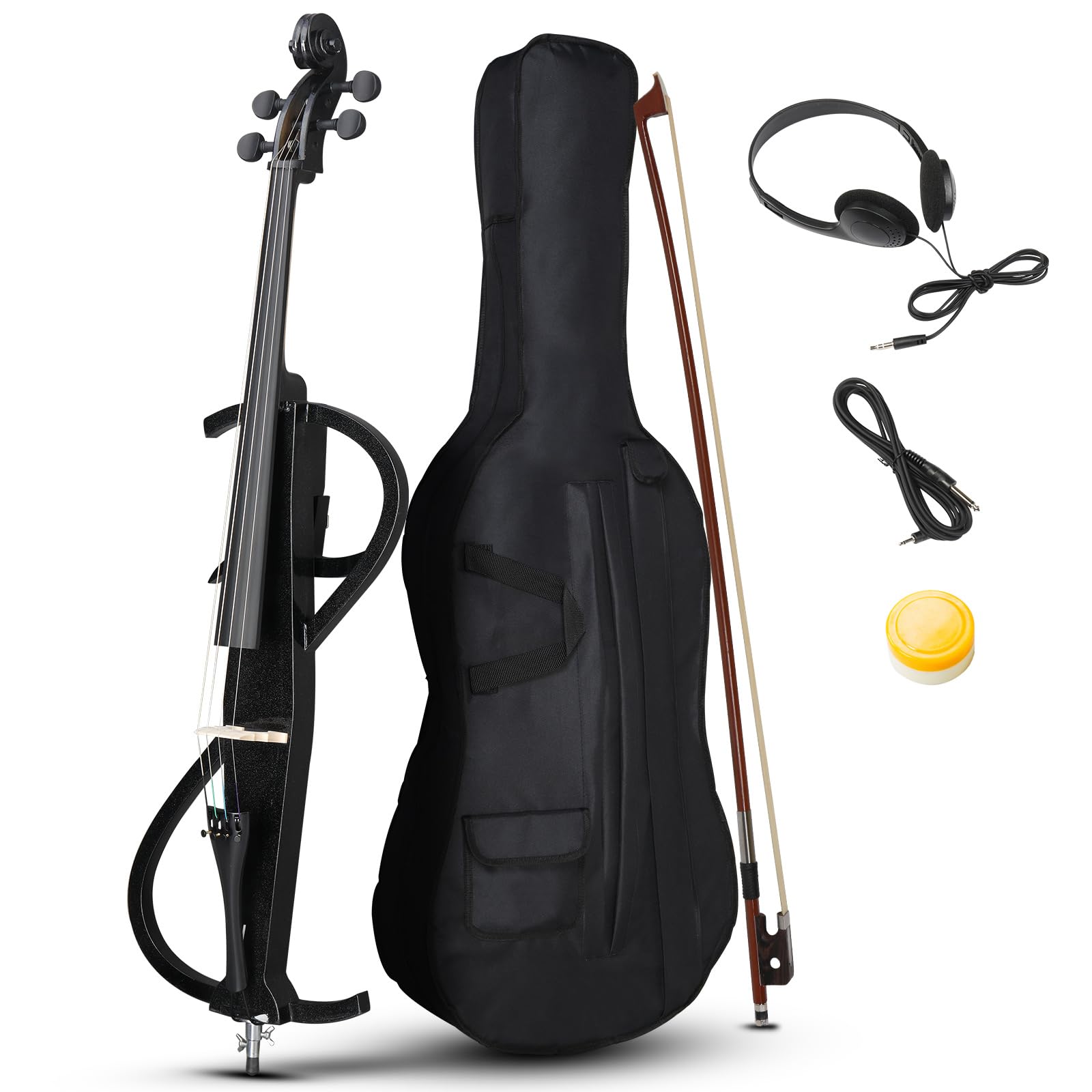 Ktaxon Foldable Electric Cello 4/4 Full Size Silent Cello with Portable Bag, Stereo Headphones, Premium Cable & Rosin, Professional Bow and Bridge for Adult Beginner(Foldable Z Style)