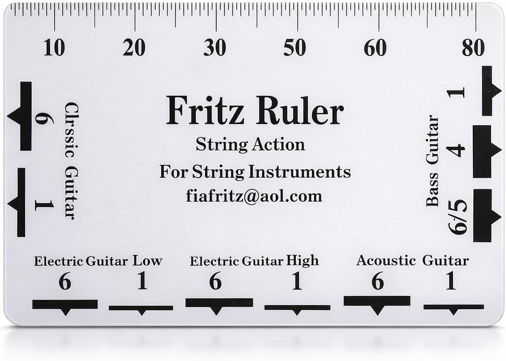 Alomejor Guitar String Action Gauge, Plastic, Double Sided Ruler, White, 3.3 x 2.1 Inch, for String Instruments, 2 Pieces