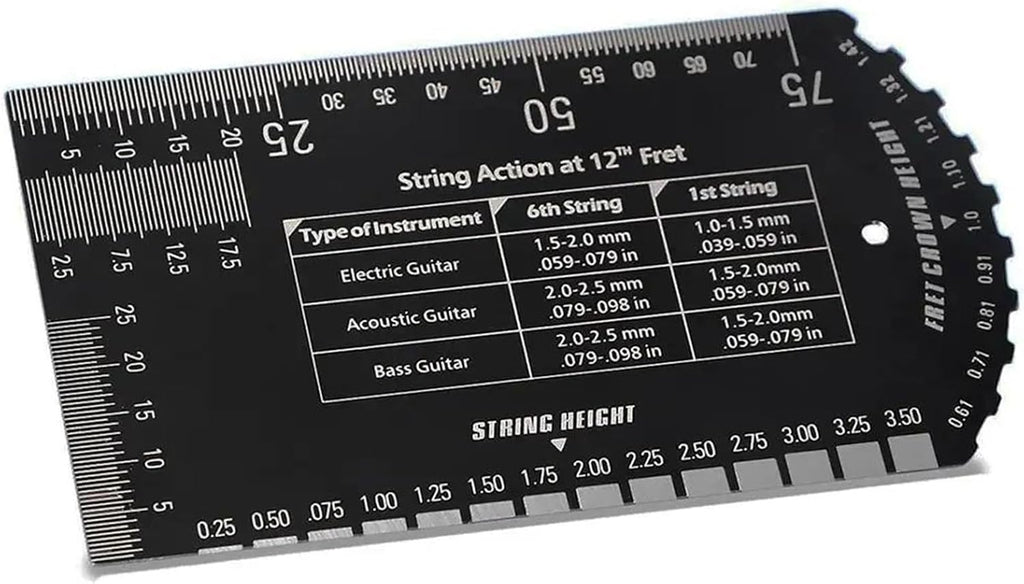 TSTS Guitar Making Tools String Action Gauge Ruler Guitar Set Up Gauge Multifunctional Fret Rocker Luthier Tool With Leather Case For Gutiar