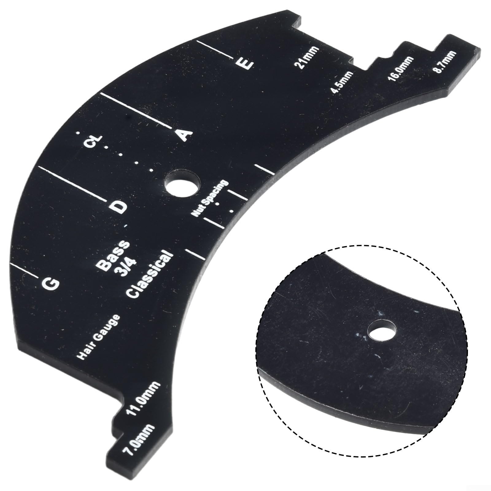 Violin For Bridge Template For Violin Cello Double Bass Multifunctional Luthier Tool For String Height Chord Distance Measurement And Repair Full Size Plastic Gauge Black(Violin 1/2)