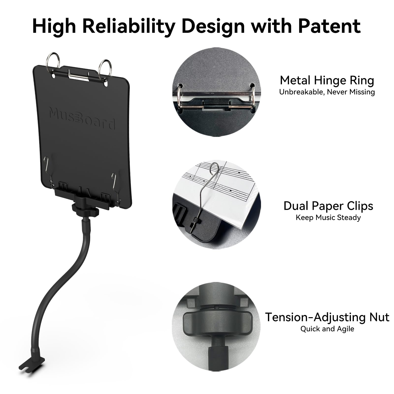 Trumpet Lyre TC10, Adjustable Marching Band Lyre for Trumpet with Flip Folder, Includes 10 Refill Sleeves