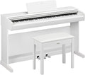 Yamaha Arius Series 88-Key Weighted Digital Piano Keyboard for Beginners, Full Size, Grand Piano Sound, 3-Pedal Unit, Bench Included, Classic Upright Design in White, YDP-146WH