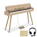 88 Key Digital Piano Keyboard for Beginners, Fully Weighted Wooden Electric Piano with Triple Pedal, Headphone, Supports MIDI Connecting, French Dream Sound Source (Brown)