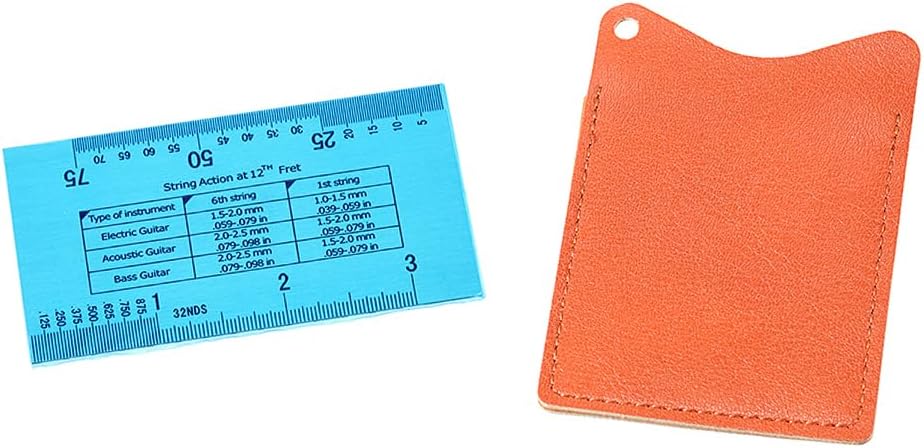 Guitar String Action Ruler Gauge Guitar Repairing Tool With Leather Case，For Guitar Ukulele Bass Banjo Mandolin