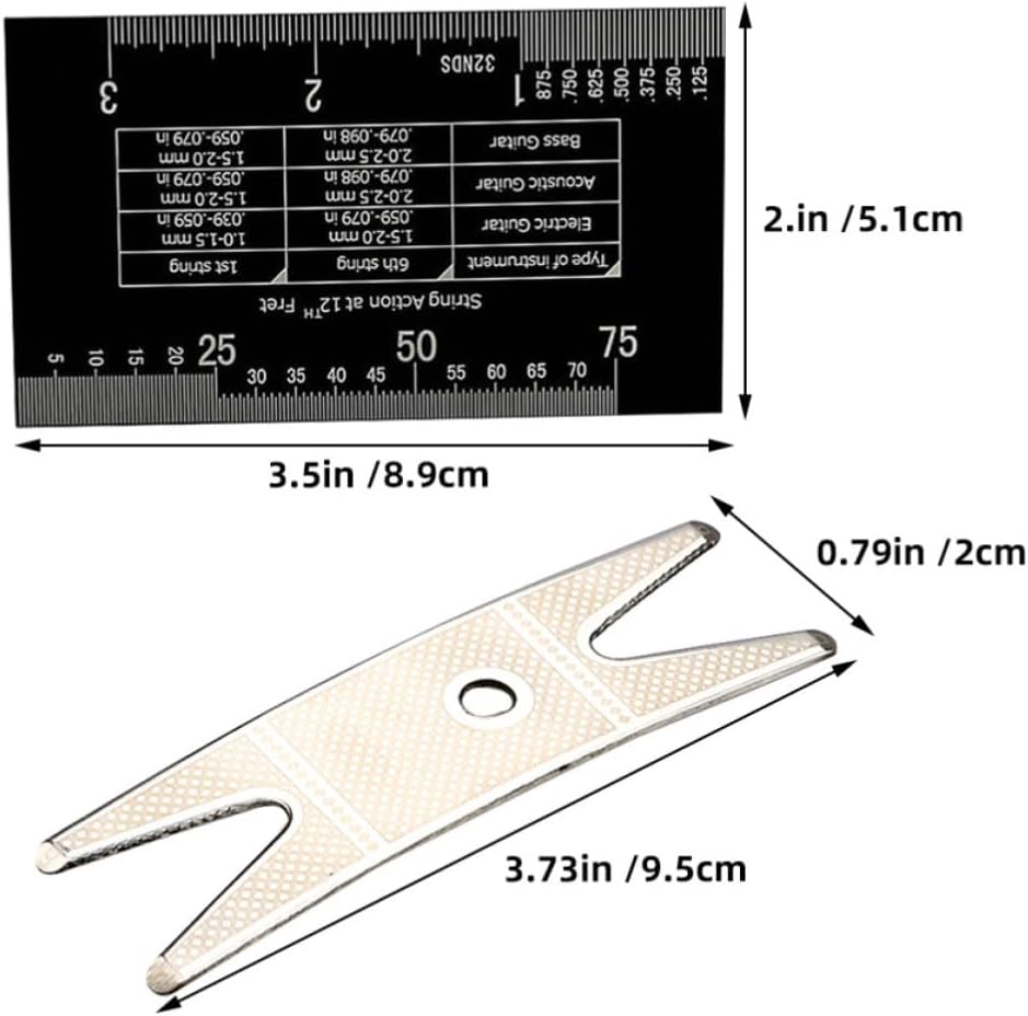 Alasum String Action Gauge Ruler Tool Kit for Electric Guitar and Violin Measuring String Height and Vertical Distance with Stainless Steel Sturdy Construction and Easy to Store Design