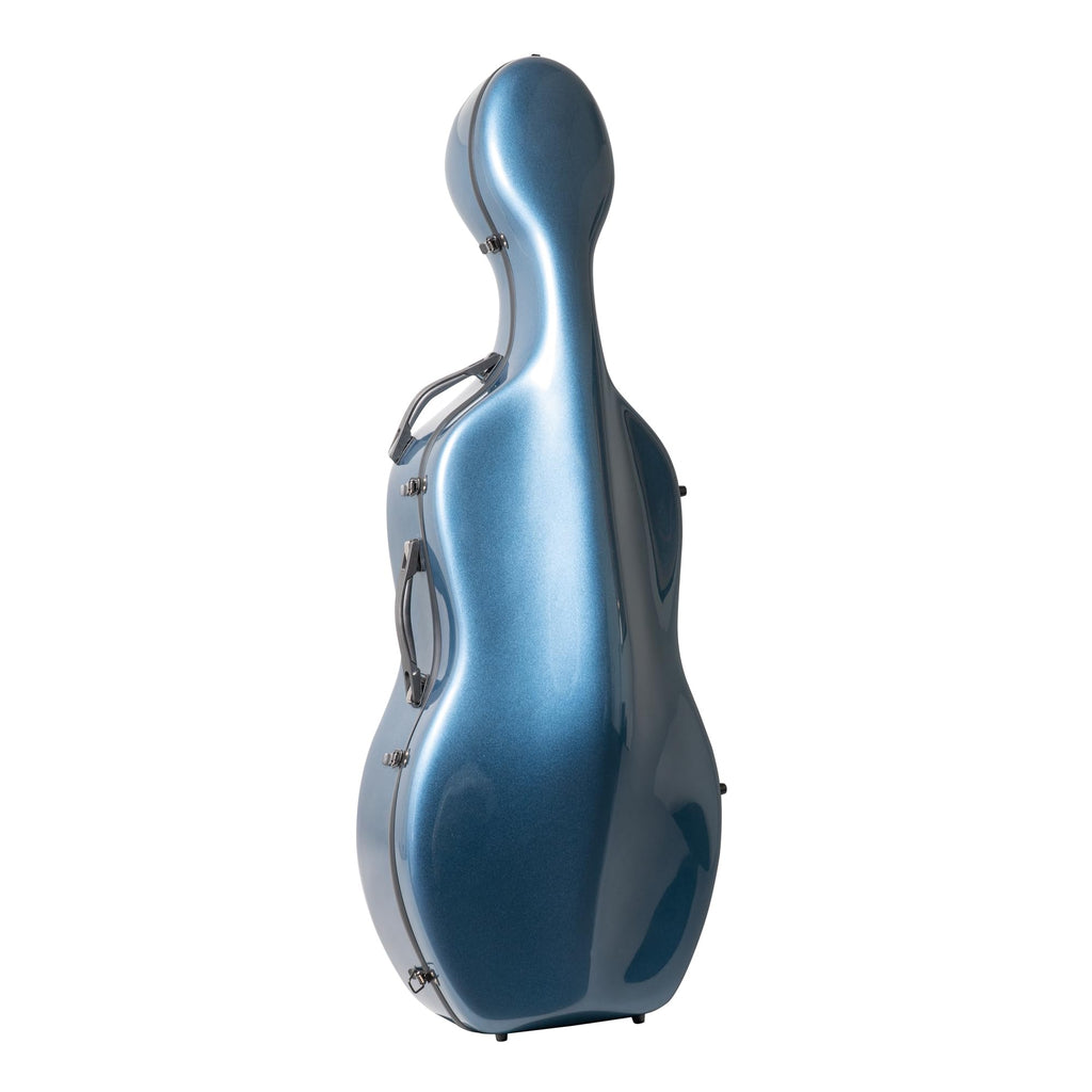 MI&VI CC-9001 Pure 100% Carbon Fiber Cello Case (Full Size) 4/4 with Wheels | Carry Straps | 8lb Lightweight | Tough Shell (3K Blue)